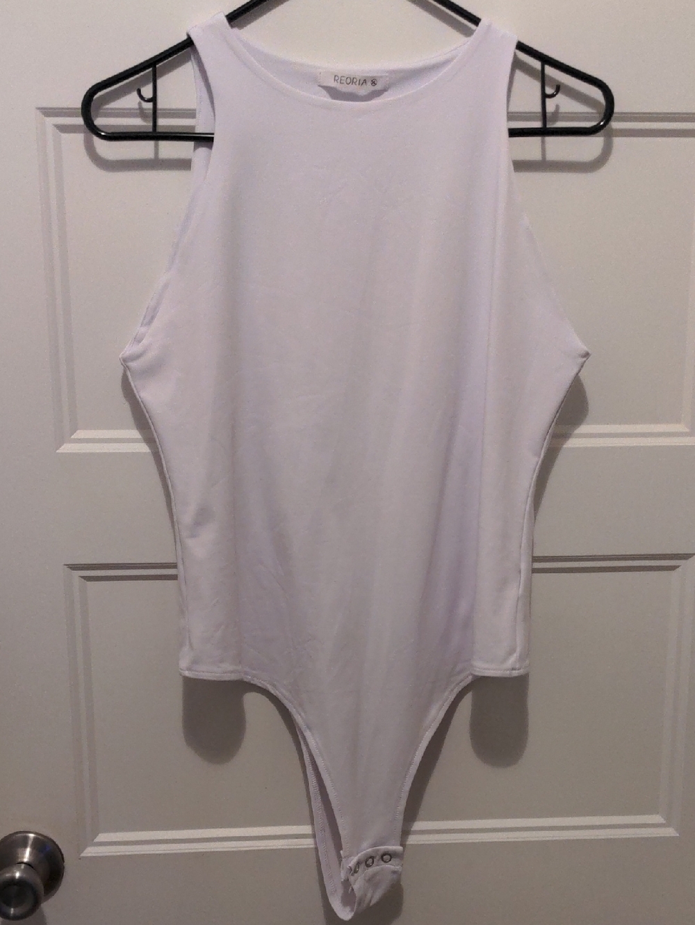 REORIA White High Neck Sleeveless Thong Bodysuit XL
